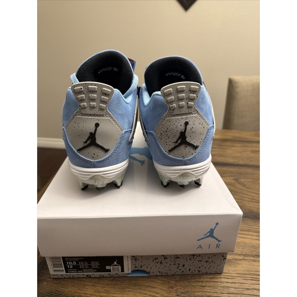 Custom Air Jordan 4 University Blue Football Cleats  Mens Size 10.5 - Picture 4 of 8